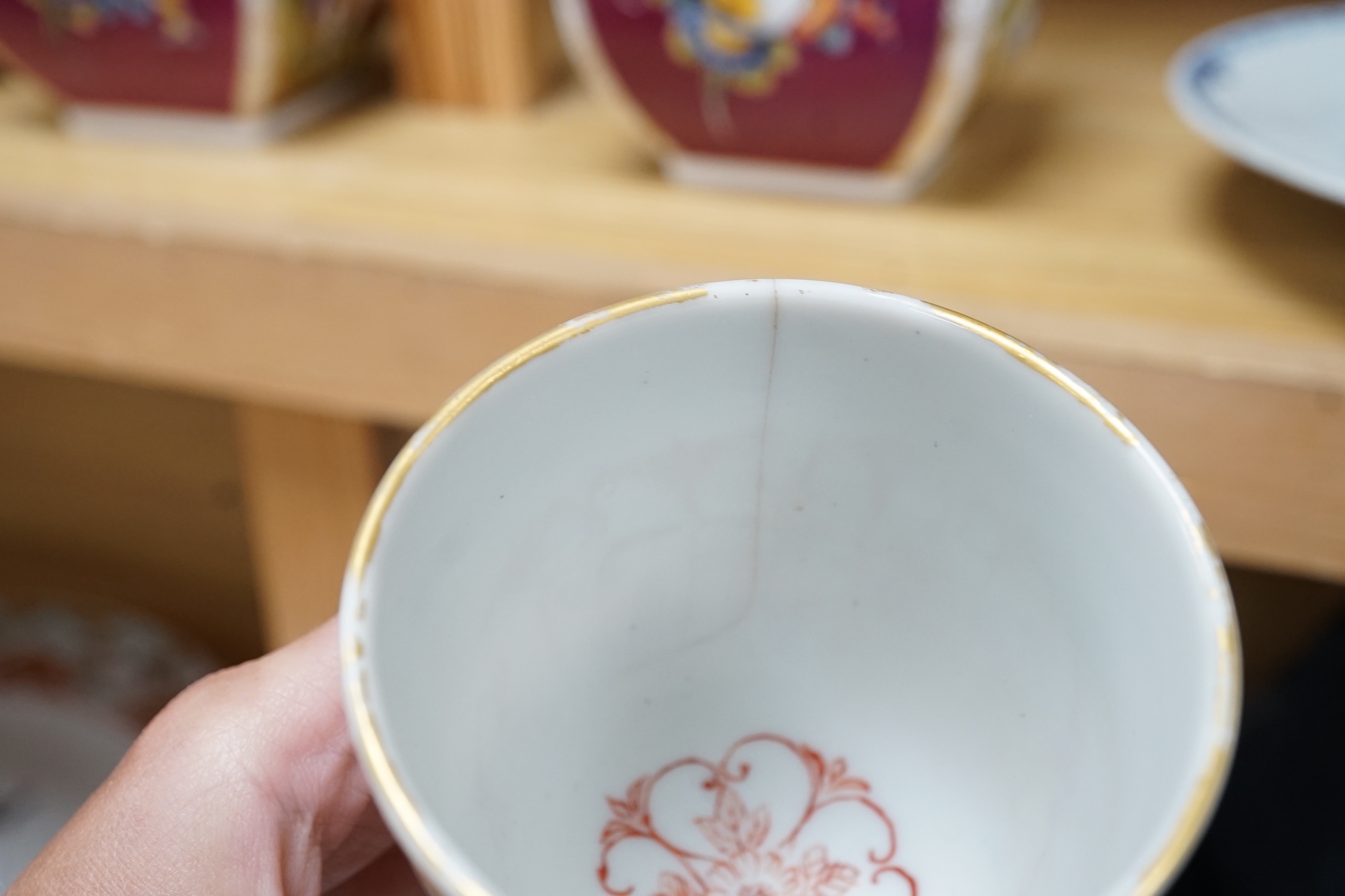 An unusual Japanese porcelain goblet and an 18th century Chinese export blue and white plate